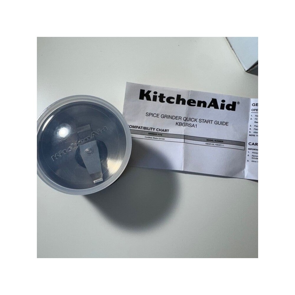 KitchenAid KBGRSA1 Spice Grinder Bowl w/ 1 Lids Stainless Steel Accessory 12V